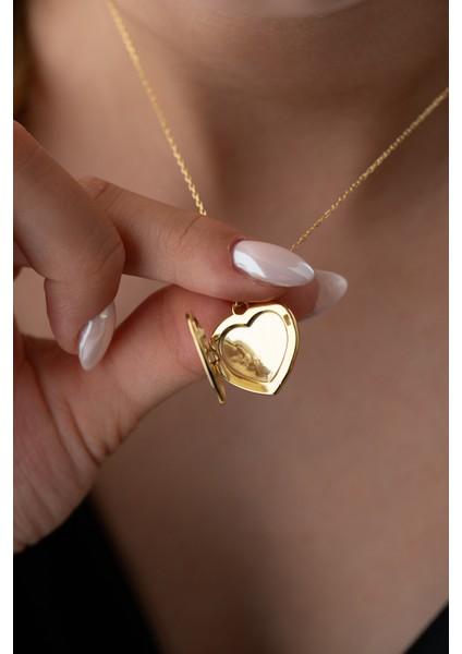 925 Ayar Gümüş Kişiye Özel Kapaklı Kalp Kolye modelleri