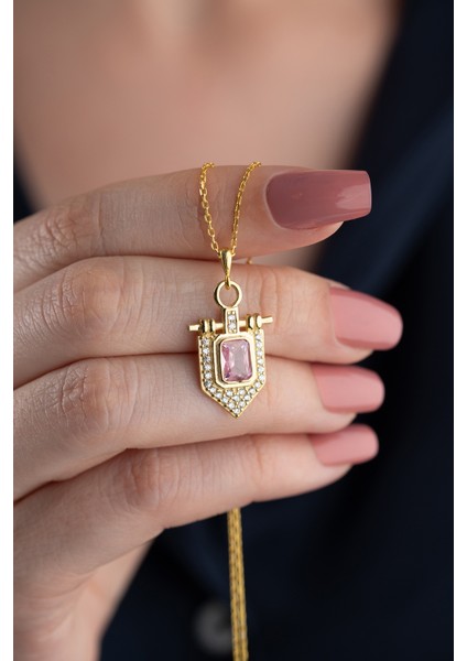 925 Ayar Gümüş Baget Taşlı Kolye