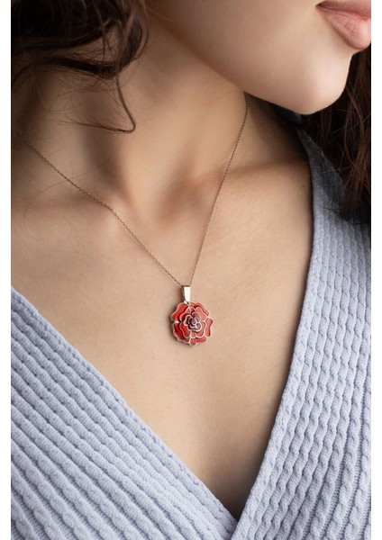 925 Ayar Gümüş Kişiye Özel Isimli Açılan Gül Kolye fırsatları