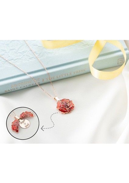 925 Ayar Gümüş Kişiye Özel Isimli Açılan Gül Kolye indirimleri