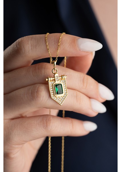 925 Ayar Gümüş Yeşil Taşlı Trend Kolye fiyatları