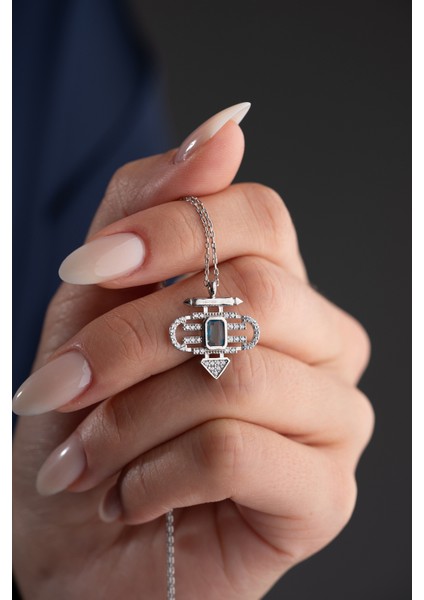 925 Ayar Gümüş Mavi Taşlı Trend Kolye fiyatları