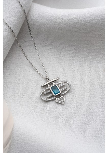 925 Ayar Gümüş Mavi Taşlı Trend Kolye fırsatları