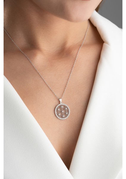 925 Ayar Gümüş Yaşam Çiçeği Kolye