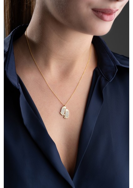 925 Ayar Gümüş Gold Zirkon Taşlı Ayak Kolye modelleri