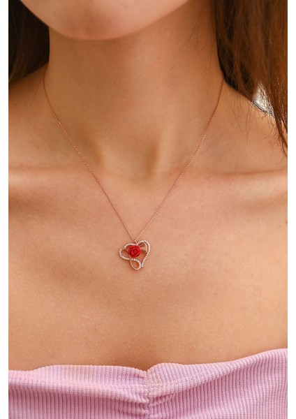 925 Ayar Gümüş Sonsuzlu Gül Kolye