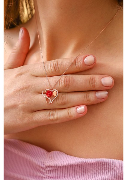 925 Ayar Gümüş Sonsuzlu Gül Kolye fiyatları