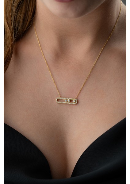 925 Ayar Gümüş Zirkon Taşlı Trend Kolye