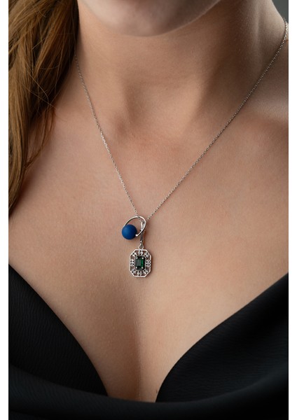 925 Ayar Gümüş Boncuklu Zirkon Taşlı Kolye fiyatları