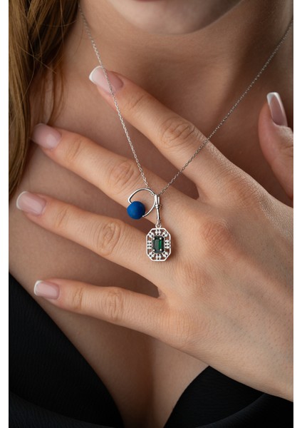 925 Ayar Gümüş Boncuklu Zirkon Taşlı Kolye modelleri