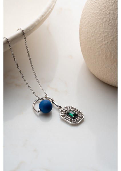 925 Ayar Gümüş Boncuklu Zirkon Taşlı Kolye fırsatları