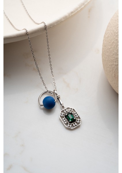 925 Ayar Gümüş Boncuklu Zirkon Taşlı Kolye indirimleri