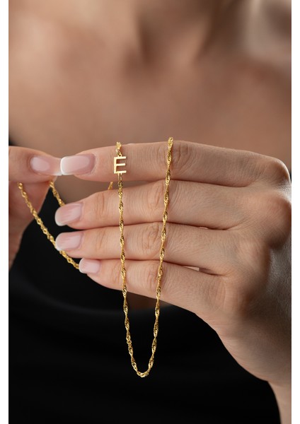 925 Ayar Gümüş Singapur Harf Model Kolye