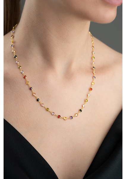 925 Ayar Gümüş Mix Taşlı Kolye