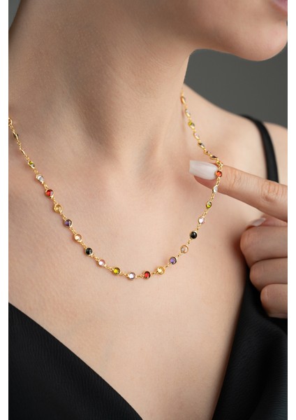 925 Ayar Gümüş Mix Taşlı Kolye fiyatları