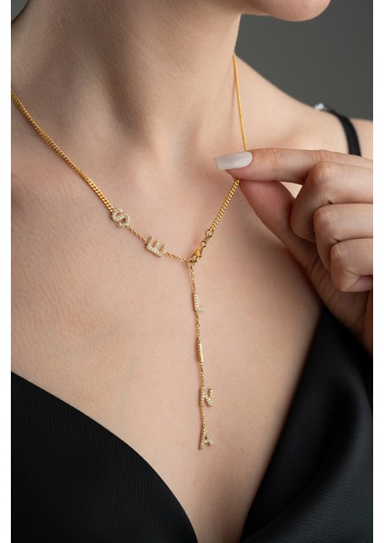 925 Ayar Gümüş Kişiye Özel Zirkon Taşlı Sallantılı Isim Kolye fiyatları