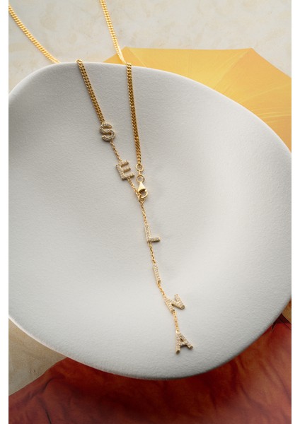 925 Ayar Gümüş Kişiye Özel Zirkon Taşlı Sallantılı Isim Kolye fırsatları