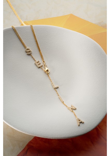 925 Ayar Gümüş Kişiye Özel Zirkon Taşlı Sallantılı Isim Kolye indirimleri