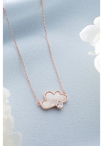 925 Ayar Gümüş Tektaşlı Bulut Kolye fiyatları