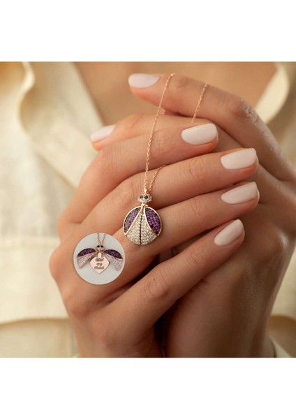 925 Ayar Gümüş Zirkon Taşlı Isimli Açılan Uğur Böceği Kolye fiyatları