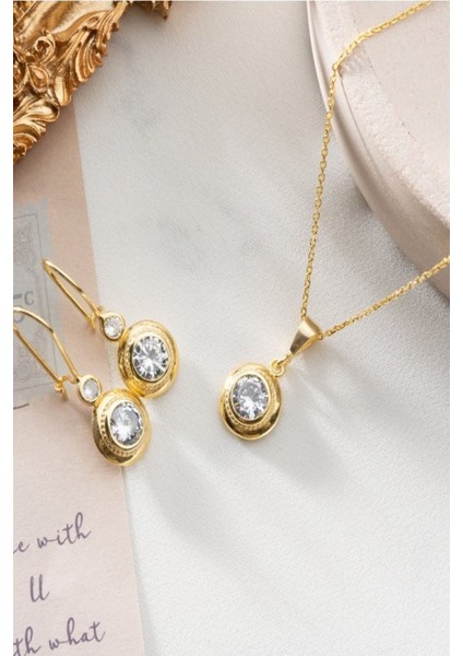 925 Ayar Gümüş Trend Tektaş Kolye-Küpe Takı Seti modelleri