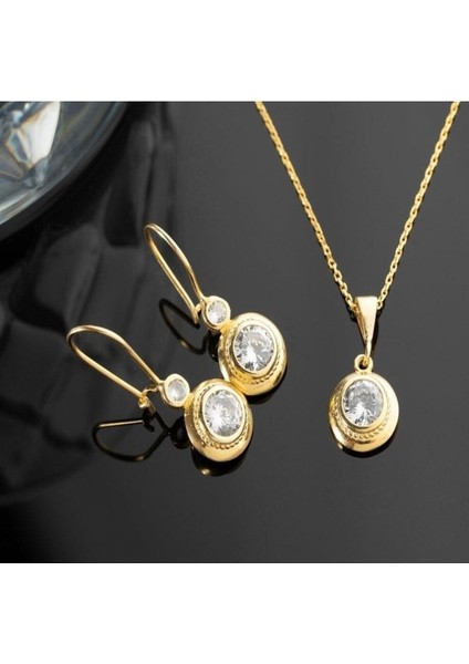 925 Ayar Gümüş Trend Tektaş Kolye-Küpe Takı Seti fırsatları