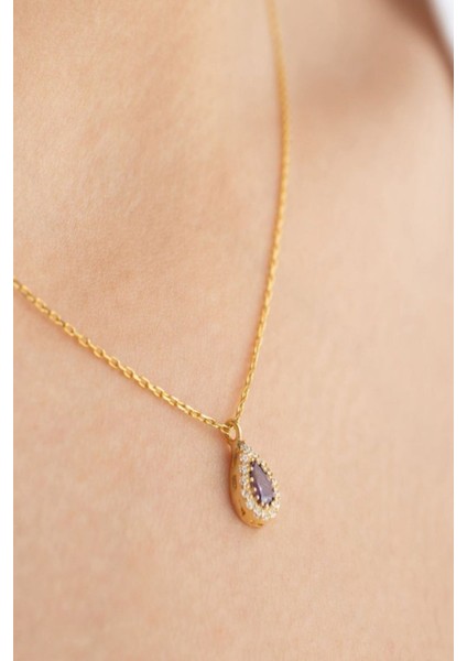 925 Ayar Gümüş Şubat Ayı Doğum Taşı ( Ametist ) Kolye - Küpe Seti fırsatları