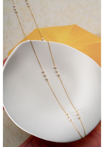 925 Ayar Gümüş Incili Zincir Kolye