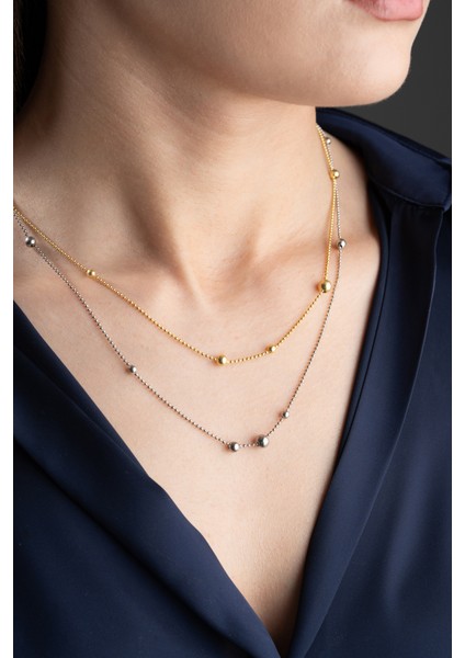 925 Ayar Renkli 2 Sıra Dorika Toplu Gümüş Kolye fiyatları