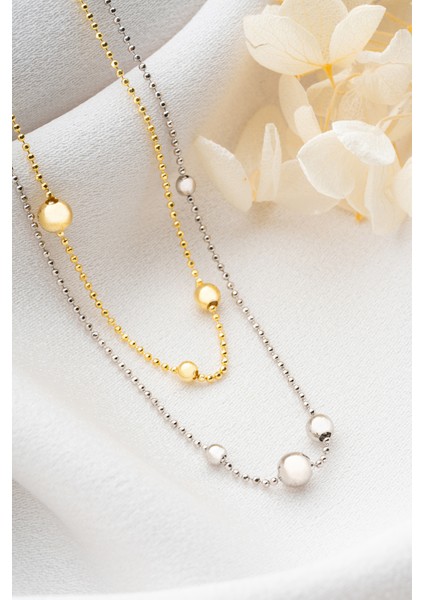 925 Ayar Renkli 2 Sıra Dorika Toplu Gümüş Kolye fırsatları