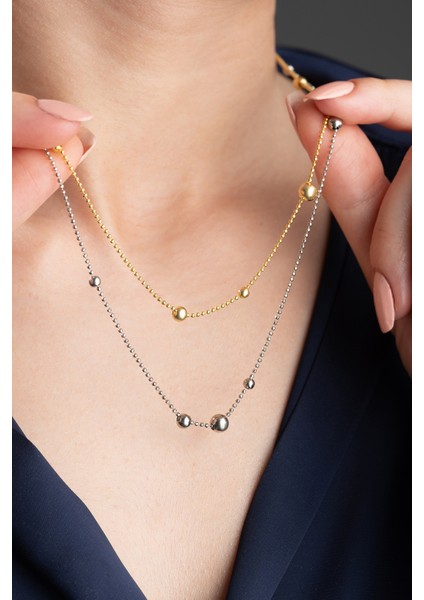 925 Ayar Renkli 2 Sıra Dorika Toplu Gümüş Kolye indirimleri