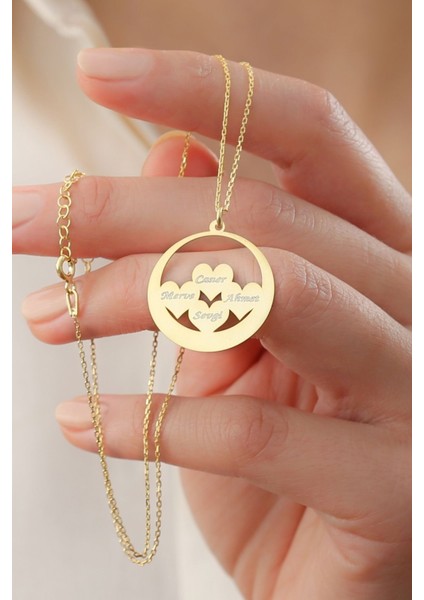 925 Ayar Gümüş Isimli Halka Aile Kolyesi