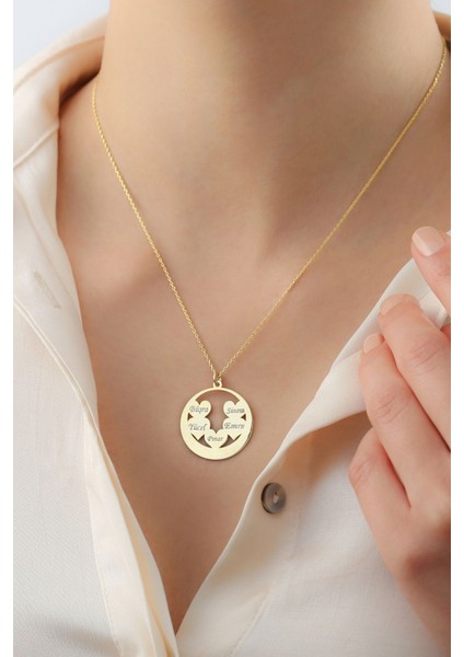 925 Ayar Gümüş Isimli Halka Aile Kolyesi fiyatları