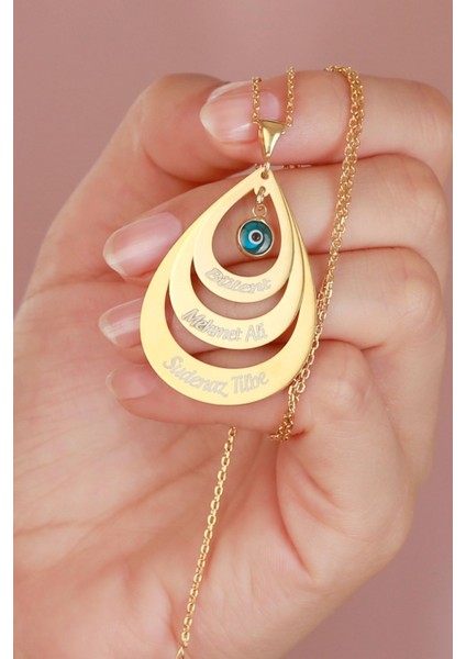 925 Ayar Gümüş Üç Damlalı Isimli Kolye