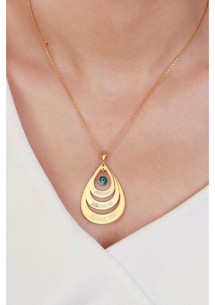 925 Ayar Gümüş Üç Damlalı Isimli Kolye fiyatları