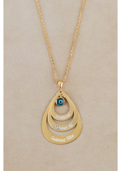 925 Ayar Gümüş Üç Damlalı Isimli Kolye modelleri