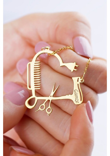 925 Ayar Gümüş Isimli Kuaför Kolyesi