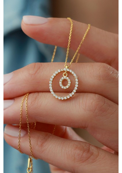 925 Ayar Gümüş Harfli Halka Kolye