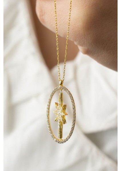 925 Ayar Gümüş Çift Taraflı Kutup Yıldızı Dönence Kolye fiyatları