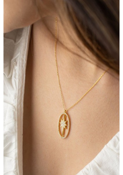 925 Ayar Gümüş Çift Taraflı Kutup Yıldızı Dönence Kolye fırsatları