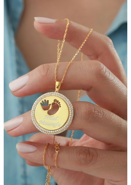 925 Ayar Gümüş El Ayaklı Kişiye Özel Isimli Kolye