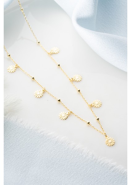 925 Ayar Gümüş Papatyalı Şans Kolye modelleri