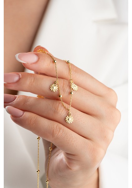 925 Ayar Gümüş Papatyalı Şans Kolye indirimleri