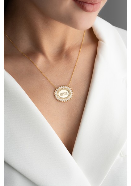 925 Ayar Gümüş Oval Baget Isimli Kolye