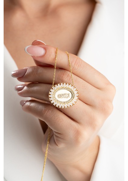 925 Ayar Gümüş Oval Baget Isimli Kolye fiyatları