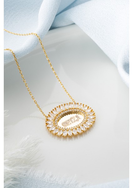 925 Ayar Gümüş Oval Baget Isimli Kolye modelleri