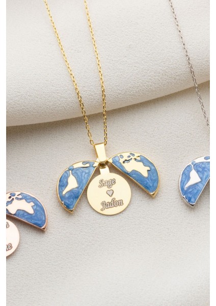 925 Ayar Gümüş Açılabilen Isimli Dünya Kolye indirimleri