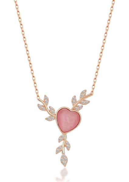 925 Ayar Gümüş Rose Daldaki Kalp Kolye indirimleri