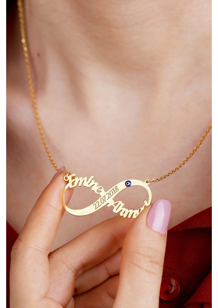 925 Ayar Gümüş Iki Isimli Sonsuzluk Kolyesi fiyatları