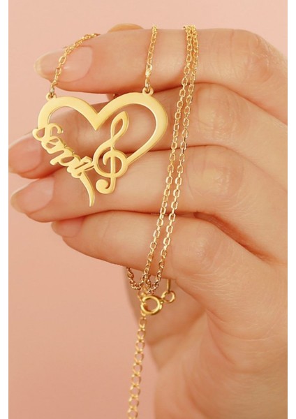 925 Ayar Gümüş Kalpli Müzisyen Kolyesi fiyatları